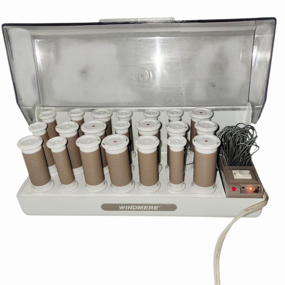 Vintage Windmere Hot Rollers Set Heated Hair Curlers 20 Rollers Works